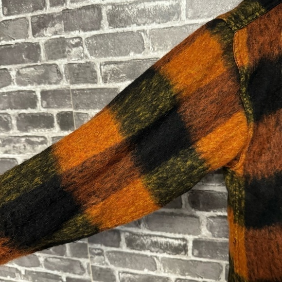 ANINE BING Samone Plaid Trucker Jacket Orange black wool button front coat - Picture 6 of 13